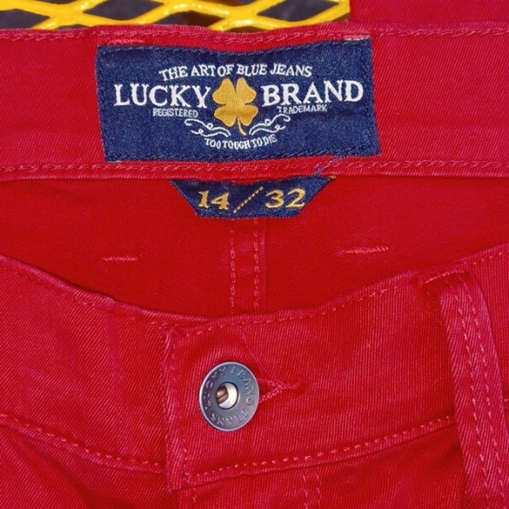 Lucky Brand Jeans Sofia Capri Skinny Mid Rise Red Denim Jeans  14 / 32 Ankle - Picture 2 of 6
